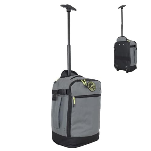 Bordlite Ryanair Cabin Bag 40x25x20cm Underseat Wheeled Travel Bag, Lightweight 20L Hand Luggage with Telescopic Handle, Smooth Wheels, Compression Straps, Side Pocket & Luggage Strap – Black/Grey