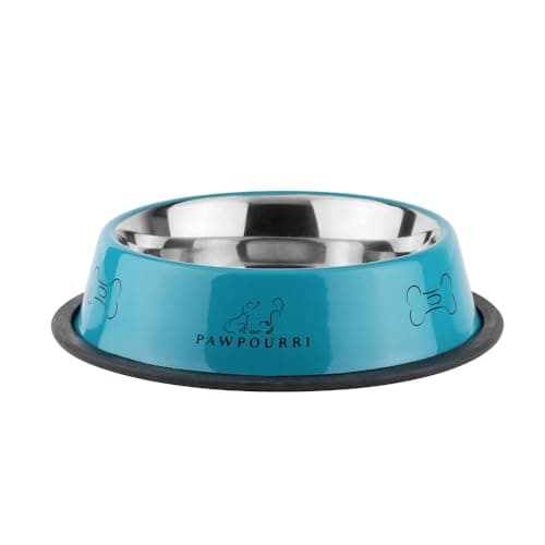 Stainless Steel Dog Bowl Pack of 2, Food & Water Bowl for Dogs, Durable Dog Feeding Bowl, Bowls for Medium Dogs, Easy to Clean, Anti-Skid Pet Bowl 24 oz (Orange & Blue) — view 5