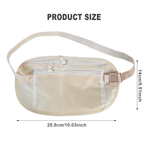 Kemay Money Belt for Travel Hidden Passport Holder, Ultra-Thin Travel Wallet Under Clothes for Men and Women, Waterproof Waist Pack for Cash, Credit Cards and Phone Khaki — view 3