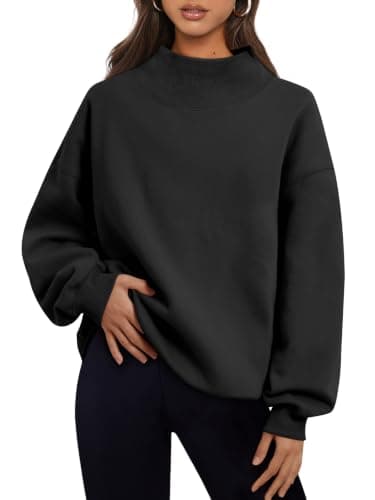 LILLUSORY Womens Oversized Sweatshirts UK Mock Neck Tops Black XL