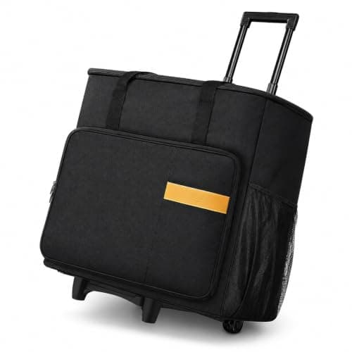 Pitrumo PC Carrying Case on Wheels, Desktop Travel Bag with Detachable Trolley for PC Tower, Monitor, Keyboard and Mouse, Black (Bag Only, for 27" Monitor)
