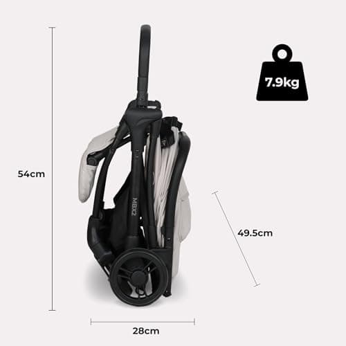 My Babiie MBX2 Compact Stroller – from Birth to 22kg, Foldable, Lightweight, Travel Buggy for Toddlers, Pushchair with UPF50+ Sun Canopy - Oatmeal — view 4