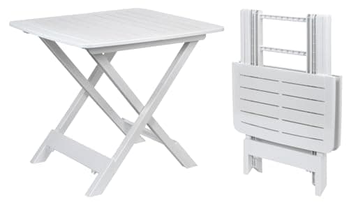 Muddy Hands White Plastic Folding Camping Table Heavy Duty Indoor Home Outdoor Garden Compact Foldable Picnic Garden Patio BBQ Party Table