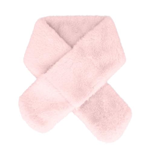 Kids Scarf, Kids Winter Fleece Scarves Warm Plush Scarf Wrap Cross Collar Children Neck Warmer Solid Color Neckerchief for Little Boys Girls Toddlers A7ETWJ (light pink)