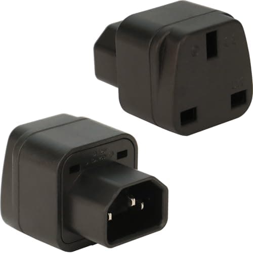 Wirafix C14 to UK Outlet Socket, 2 Pack, IEC 60320 Plug, IEC 320 C14 Male to UK, UK Adapter Plug, C13 Socket Conversion Adapter, Black
