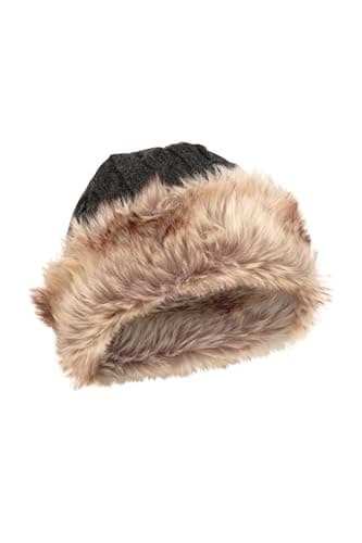 Mountain Warehouse Womens Furry Hat - Faux Fur, Fleece Lined - for Winter Travel Charcoal