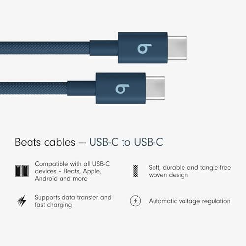 Beats USB-C to USB-C Woven Cable, Fast Charging, Durable/Tangle-Free, Compatible Charger for Apple & Android Devices (1.5 m) – Nitro Navy — view 2
