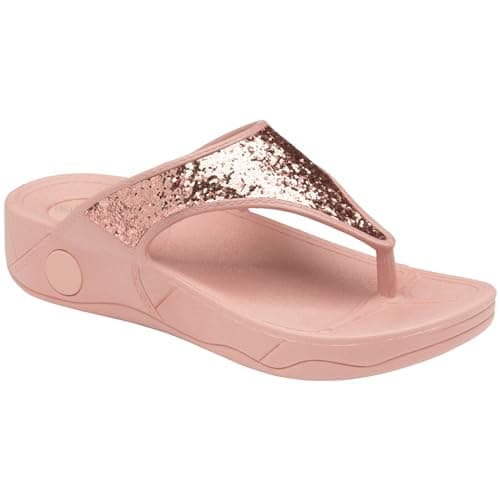 DUNLOP WOMEN FLIP FLOPS SANDALS LADIES TOE POST OPEN TOE BEACH SUMMER SHOES COMFY SLIPPER SLIDERS (UK 6/EU 39, Rose Gold)