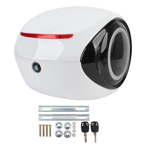 Yosoo Health Gear Top Box 32L ABS Motorcycle Top Case with Water Dust Proof Storage Removable Washable Lining and Backrest for Motorcycles Scooters Electric Bikes Commuting Travel (White) — view 6