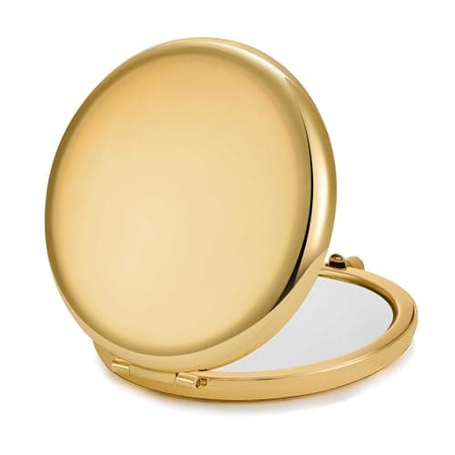 QUSTGO Compact Mirror, Pocket Travel Makeup Mirror for Purse, Metal Round Shell, 2-Sided 1X/2X Magnifying, Portable, Folding, Handheld, Gold, 12 Pack — view 2