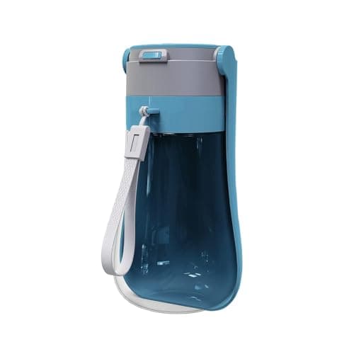 Foldable Dog Water Bottle [Blue, 430ml/15oz] Portable Walking Pet Water Dispenser Bowl Accessories Outdoor Hiking Travelling