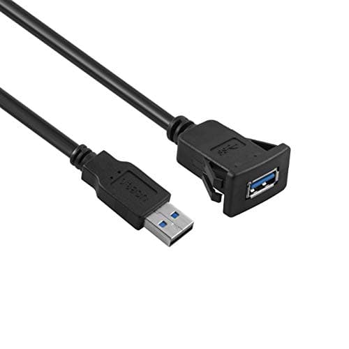baolongking USB Panel Flush Mount Cable USB 3.0 Extension USB Mount, Dash Mount, Flush Mount, Panel Mount Cable, For Car, Boat, Motorcycle (Square Single USB 3.0 1M) — view 2