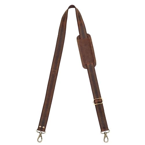 Hell Blues Bag Shoulder Strap - Genuine Leather with Brass Swivels Adjustable 57" Universal Replacement Strap for Laptop Bags, Luggage Duffel, Crossbody (145 cm) (Dark Brown)