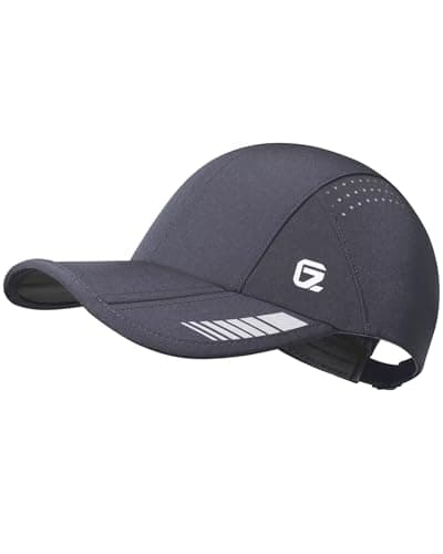 GADIEMKENSD UPF 50+ Foldable Sport Cap Breathable Baseball Caps Mens Summer Reflective Running Hat for Women Sun Hats UV Protection Sunhat for Golf Tennis Travel Hiking Accessories, Dark Grey, S-M