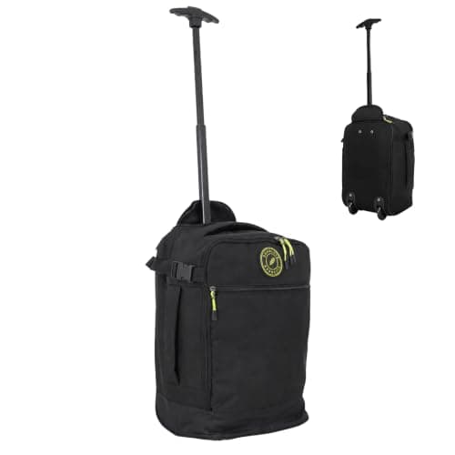 Bordlite Ryanair Cabin Bag 40x25x20cm Underseat Wheeled Travel Bag, Lightweight 20L Hand Luggage with Telescopic Handle, Smooth Wheels, Compression Straps, Side Pocket & Luggage Strap – Black/Black