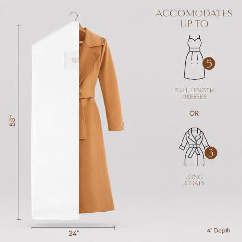 Hayden Hill Luxury Organic Cotton Garment Bag for Hanging Clothes Long 58" — view 3