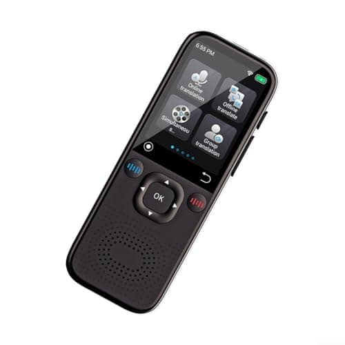 Voice Translator with Large Screen, Real- Multi-Language & Offline Translation Device, Portable Speech Interpreter for Travel, ABS Construction, Black — view 4