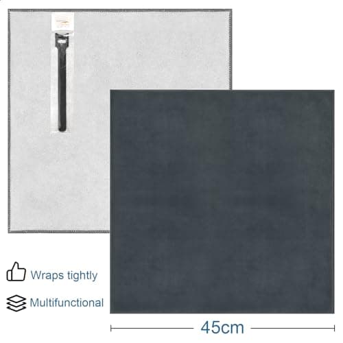ComfortAce Wrapit.ly™ Magic Protective Wrap Cloth – Self-Adhesive Multi-Purpose Wrap for Camera, Lens, Laptop, Electronics, Travel Gear – Soft, Reusable Protective Wrap Fabric (Grey, 45x45cm) — view 2