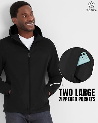 TOG24 Craven Mens Waterproof Packaway Jacket with Bag, Full Length Zip and Adjustable Hood, Breathable, Windproof — view 5