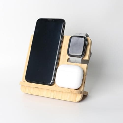 Wooden Wireless Charging Station Travel Phone Charger Stand — view 5