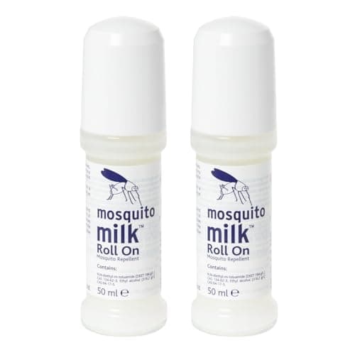 Mosquito Milk Insect Repellent Roll-On (Twin Pack) 50ml x2 | Long Lasting Bug Protection | Best for Tropical Travel & Holidays | Fresh Scent