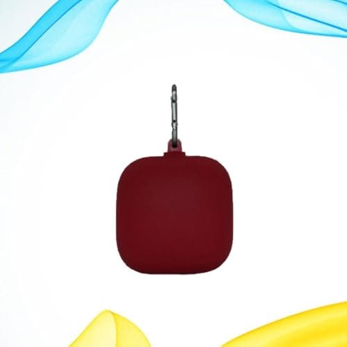 COHEALI Wireless Wireless Audio Headset Protection Box Silicone Earphone Cover with Metal Buckle Compatible Headset Protective Case Burgundy for Travel and Sports Use — view 3