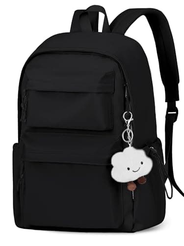 FIORETTO Backpack Womens School Bag Girls Boys, Lightweight Water-Resistant Fits 15.6” Laptop Large Capacity Rucksack with Anti-Theft Pocket, Ideal for School College Commuting Travel Black