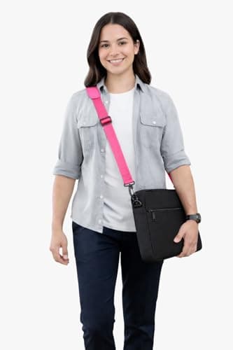 LTG PRO® Adjustable Padded Shoulder Strap – Replacement Bag Strap for Laptop, Travel, Gym & Camera Bags – Soft Shoulder Pad – Durable Nylon with Clips (Pink) — view 3