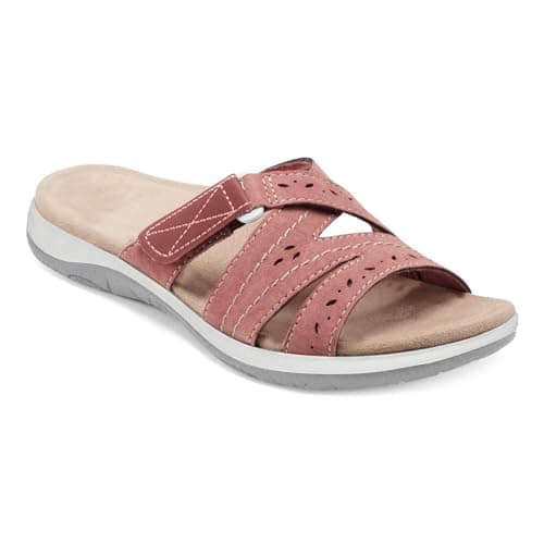Ladies Flat Sandals Wide Fit Slip On Slide Sandal Open Toe Comfortable Breathable Classic Casual Lightweight Beach Sandals Summer Pool