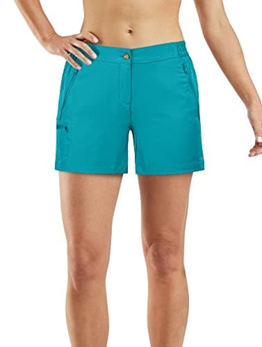 33,000ft Women's Hiking Shorts Quick Dry 5" Cargo Shorts Stretch Lightweight Summer UPF50+ Pants for Golf, Camping, Traveling, Running Blue-Green 16
