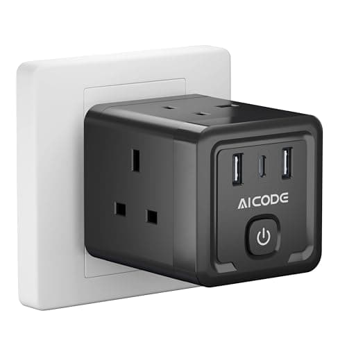 AICODE Multi Plug Adapter,4 Way Extension Sockets,3 USB Wall Charger,Black