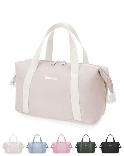 ECOHUB Travel Wash Bag for Women, Water-Resistant Toiletry Bag with Wide-Open, Lightweight Makeup Cosmetic Organizer for Accessories, Recycled Saving Organizer for Full-Sized Toiletries, Beige