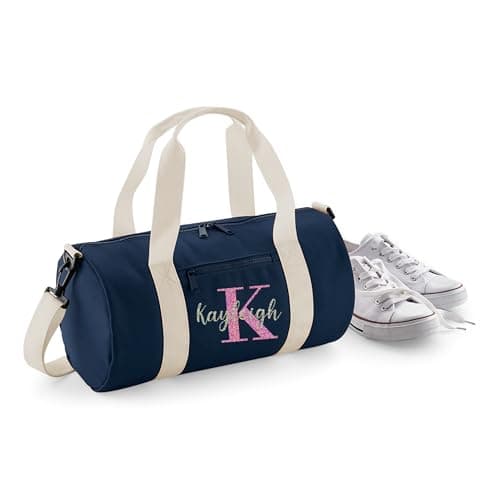 Always Looking Good Personalised Name & Initial Barrel Bag for Boys & Girls, 12L Durable Training Holdall Bag, 20x20x40cm Stylish Storage for Sports & Travel Gear - Navy — view 4