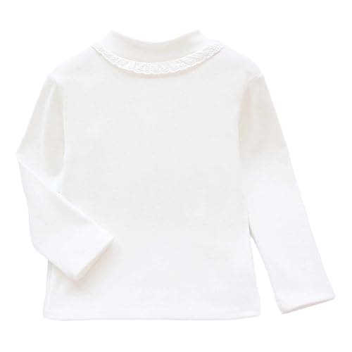Girls Winter Thermal Long Sleeve Shirt, Soft Fleece Lined Half Turtleneck Base Layer Top for Cold Weather, Comfortable Layering Tee for Kids Ages 3-12 (White, 9-10 Years)