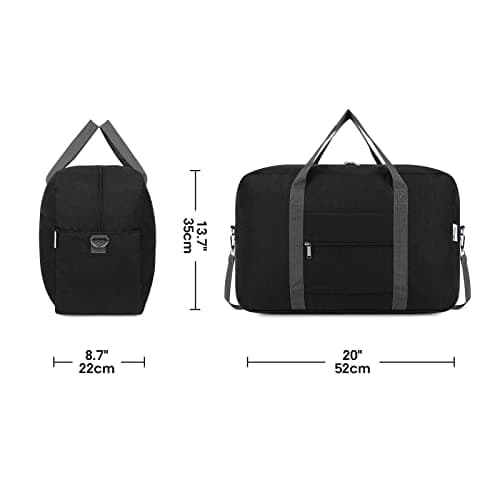 Narwey Large Cabin Bag 56x45x25, Weekend Overnight Bag for Women, Holdall Hospital Bag for Women, Travel Duffel Bag Carry on Luggage for Men 40L (Black) — view 5