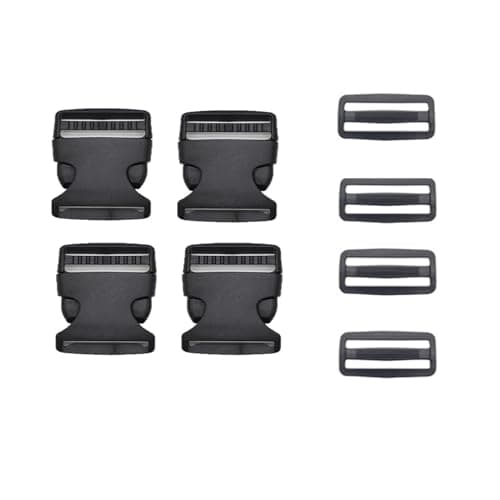 Xuamaea 4 Pack Heavy Duty Plastic Buckle Set - Includes 3 Adjustable Slider Clips & 1 Side Release for Backpack, Luggage Strap Repair (5cm / 2 Inch)