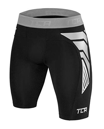 TCA Men's CarbonForce Pro Compression Base Layer Shorts Thermal Under Gear - Black Stealth/Grey, L