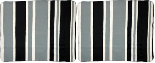 AA Travel Fleece Blanket AA3423-100% Lightweight Polyester 150cm x 120cm Black White Grey Stripes (Pack of 2)