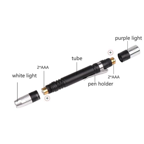 POCKETMAN Torch Detector for Testing Purple White mini UV Flashlight 395nm 2-in-1 UV LED Flashlight Black Light 2 Light Source — view 3