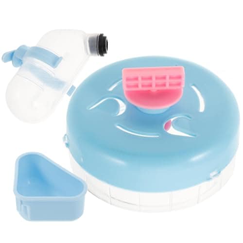 GALPADA Small Pet Feeding Set with Running Wheel, Food Bowl and Water Bottle for Mice and Small Pets, Made of Sturdy Abs Material, Easy Disassembly for Cleaning, Suitable for Home