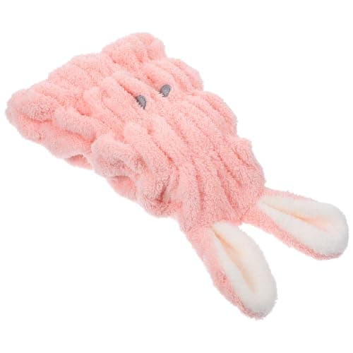 MOBUTOFU Hair Drying Towel Wrap Absorbent Coral Fleece Lightweight Compact Cartoon Rabbit Ear Cap for Travel Shower Boys and