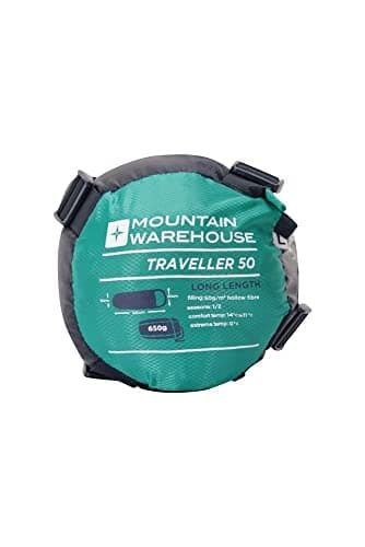 Mountain Warehouse Traveller 50 Sleeping Bag XL - Windproof, Breathable & Lighweight Mummy Shaped Bag - All Season Camping, Hiking, Trekking & Outdoors Teal Reg Length — view 6