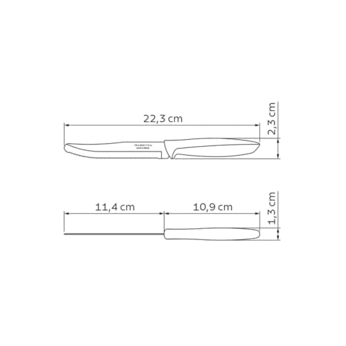 Tramontina Kitchen Knives Set of 6, Serrated Fruit Tomato Cooking Knife, Vegetable Chopper Peeler, Stainless Steel, Multipurpose, Rounded Tip, White, 23498355 — view 3