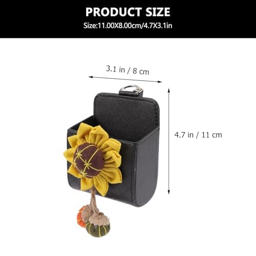 TEHAUX Car Air Vent Organizer Storage Bag with Pocket, Yellow Leather — view 2