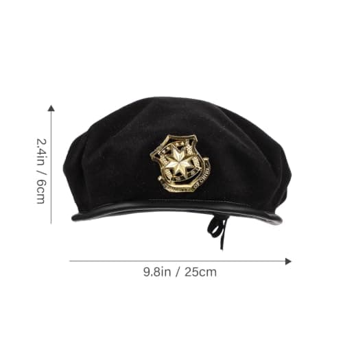 Healeved Black Woolen Beret Hat for Stage Performance Adjustable Fit — view 2