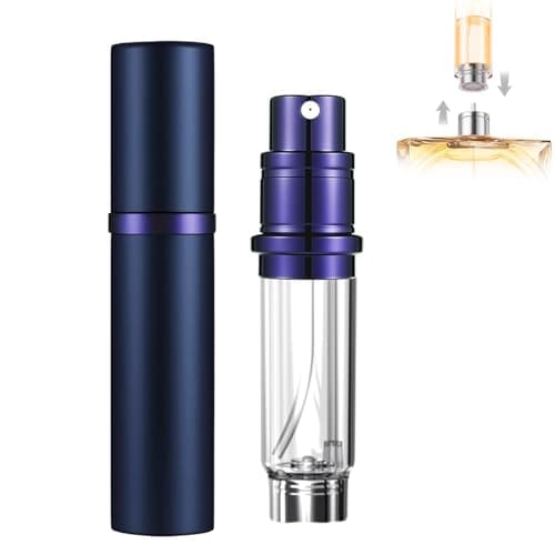 szyanlai Portable Perfume Atomiser Refillable - 5ml Empty Travel Perfume Bottle, Nano Mist, Leaking Proof, Bottom Pump without Funnel, Luxurious Mini women and men (Navyblue)