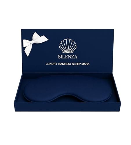 Silenza Luxury Bamboo Sleep Mask – Ultra-Soft Cooling Eye Mask for 100% Light Blocking, Adjustable Comfort Strap, Perfect for Travel & Better Sleep (Navy)
