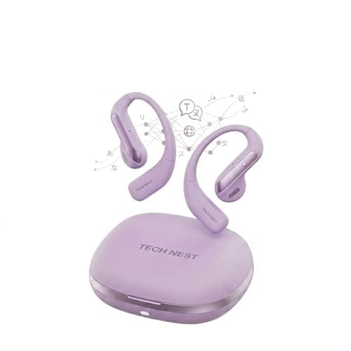 Tech Nest AI Translation Earbuds Real Time, 159 Languages, Audifonos Traductores Inglés Español, Translator Earbuds for iPhone & Android,3-in-1 Bluetooth Headphones for Travel, Business (Purple)