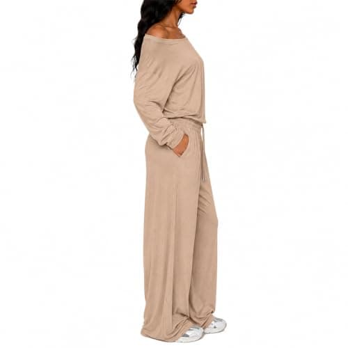 Womens Travel Outfits Plus Size Two Piece with Wide Leg Trousers — view 4