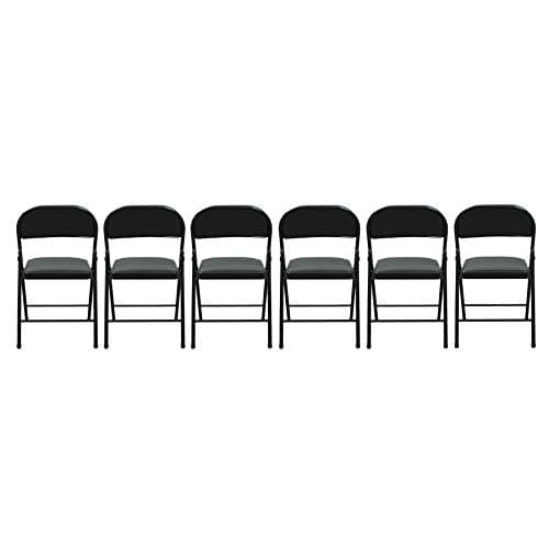 TekBox Folding Faux Leather Chair - Steel Event & Desk Seating (6, Black) — view 3